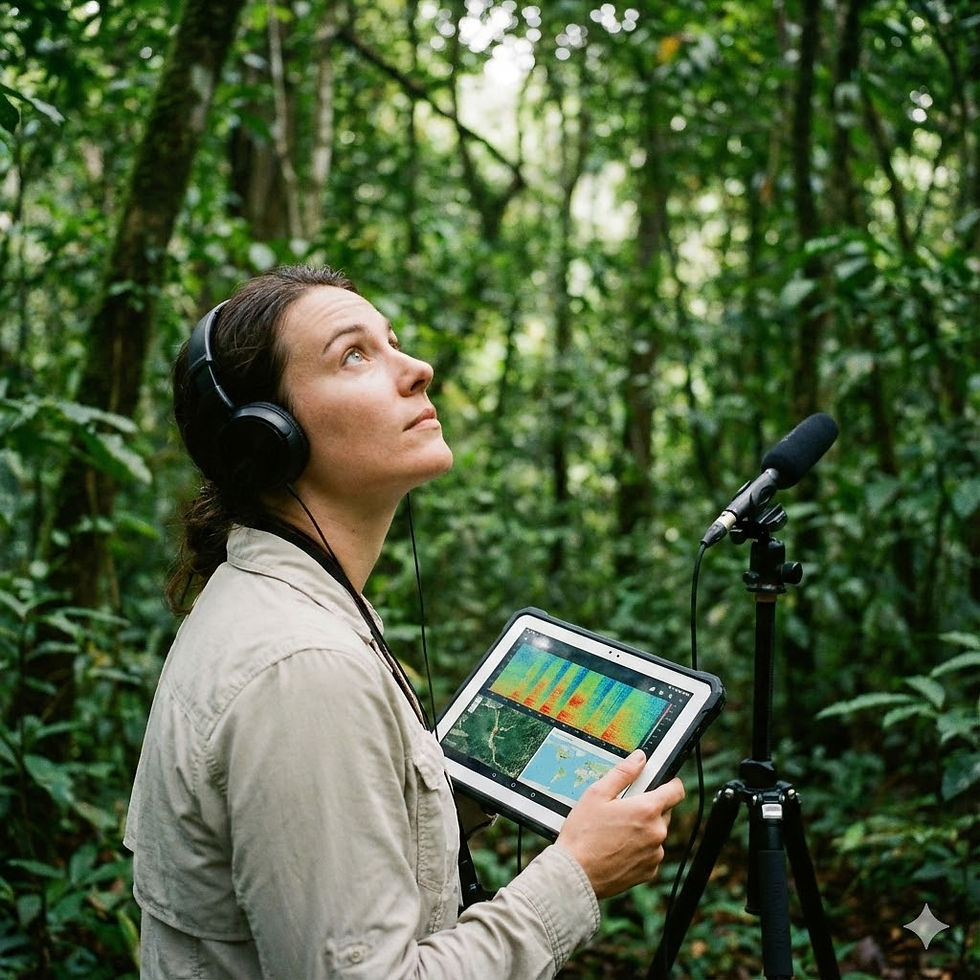 🤖 Era III: The Age of Restoration (The AI Future) We use machine intelligence to manage biological complexity. 2020s — Bioacoustics AI. Machine learning models begin identifying individual species by their calls, realizing that "quiet" forests are unhealthy forests. 2025 (Prediction) — The Digital Twin of Earth. A live, AI-powered simulation of the entire planet's climate and biosphere, allowing us to test interventions before deploying them in reality. 2050 (Prediction) — The Great Rewilding. AI-managed automated systems have helped restore 30% of degraded land, creating vast wildlife corridors integrated with human settlements.