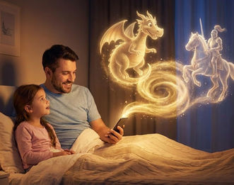 ๐ The Scene It is 8:45 PM. The lights are dim. You are lying next to your 5-year-old. You have had a long day at work, and your brain feels like mush. Your child pulls on your sleeve and says: "Daddy, tell me a story about a Space Unicorm who eats pizza on the moon!" Your tired brain freezes. You canโt think of a single plot twist. You usually just say, "Maybe tomorrow..."ย and turn out the light, leaving a little bit of disappointment hanging in the air. But tonight is different. You pull out your phone, type for 15 seconds, and suddenly, you are reading the most epic, personalized adventure your child has ever heardโstarring themย as the hero.