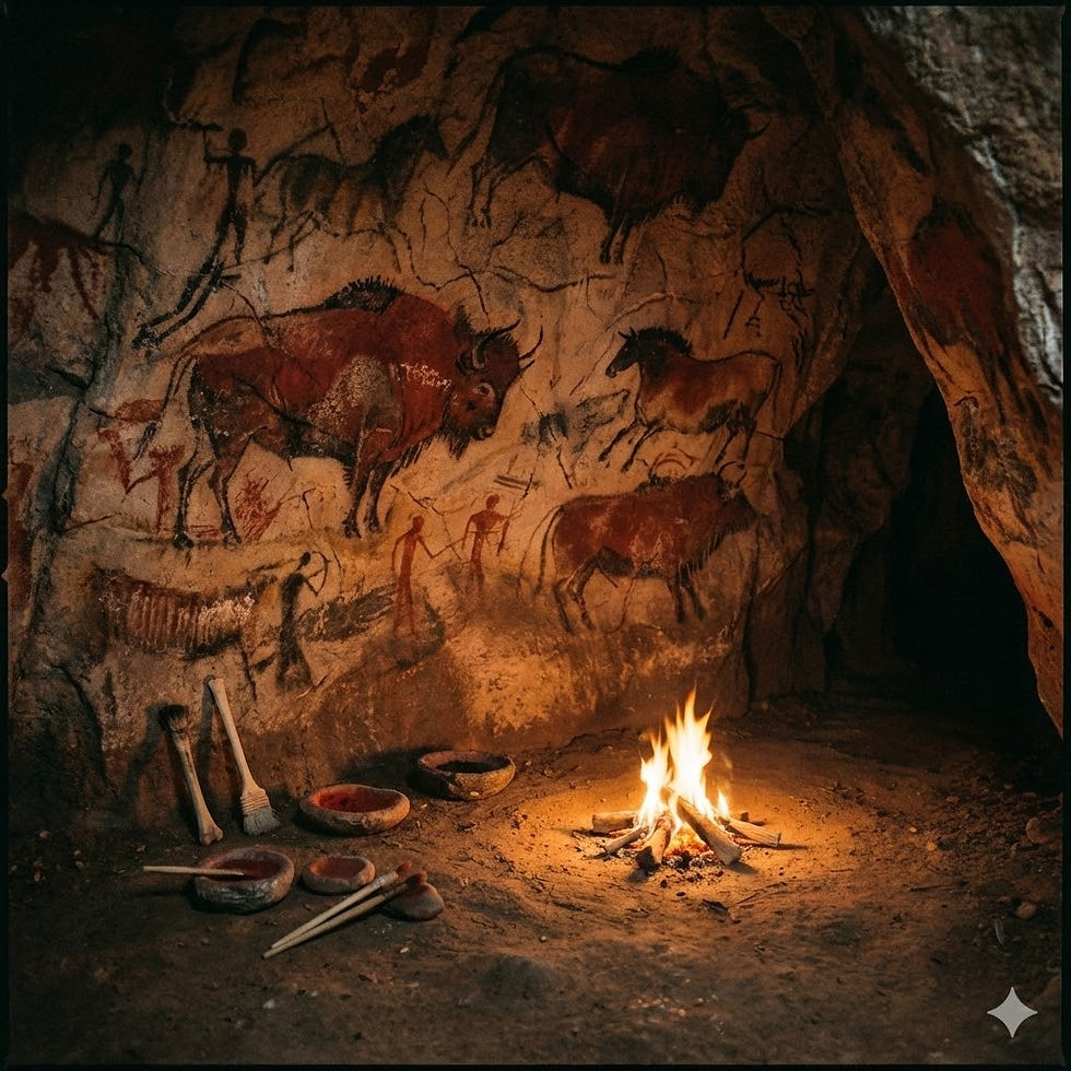 🎨 The union of man and machine in search of new beauty. Imagine standing in a dark cave in Sulawesi, Indonesia, 45,000 years ago. You hold a mouthful of red ochre. You place your hand against the cold stone wall and blow the pigment over it. When you pull your hand away, a negative image remains. This was the first "I was here." It was an act of desperate magic. To create art required physical materials, rare pigments, and steady hands. For most of history, the "Artist" was a specialist—a craftsman who spent a lifetime mastering the tool. Now, fast forward to today. A retired teacher who has never held a paintbrush sits at her computer. She types: "A cathedral made of light and clouds, suspended over a stormy ocean, in the style of J.M.W. Turner." In four seconds, an image appears. It is breathtaking. It is unique. It captures a feeling she couldn't articulate with words alone. This transformation is the shift from Manual Skill to Conceptual Curation. It is the story of how we separated the Art (the vision) from the Craft (the labor). But as we flood the world with instant beauty, we face a deep cultural question: If a machine can paint a masterpiece in seconds, does "masterpiece" still mean anything? This is the chronicle of the infinite canvas.