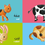 Thumbnail: Colorful board book page showing cat, cow, rabbit, and dog; Arabic and English words