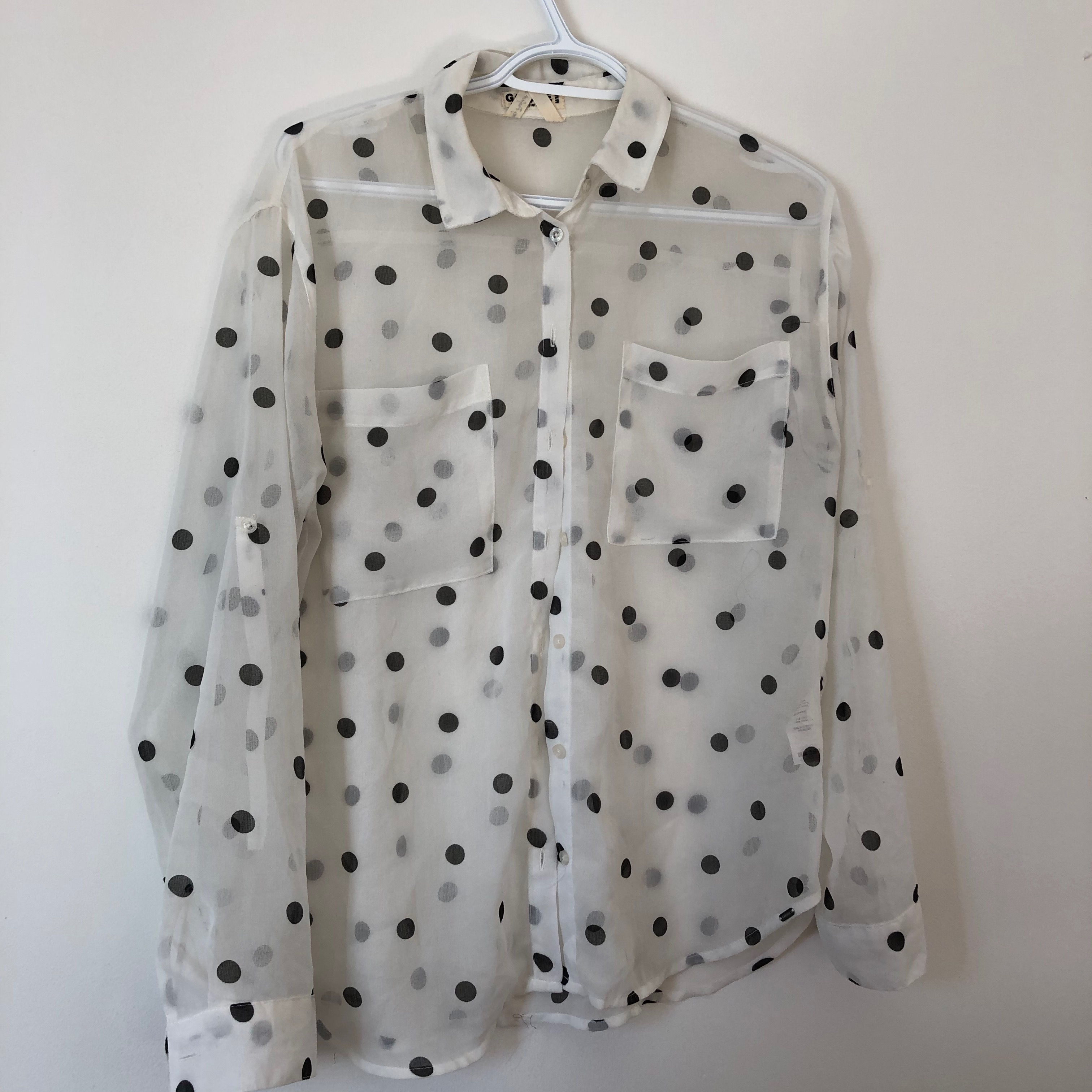 Size Medium, See-through, white long sleeve