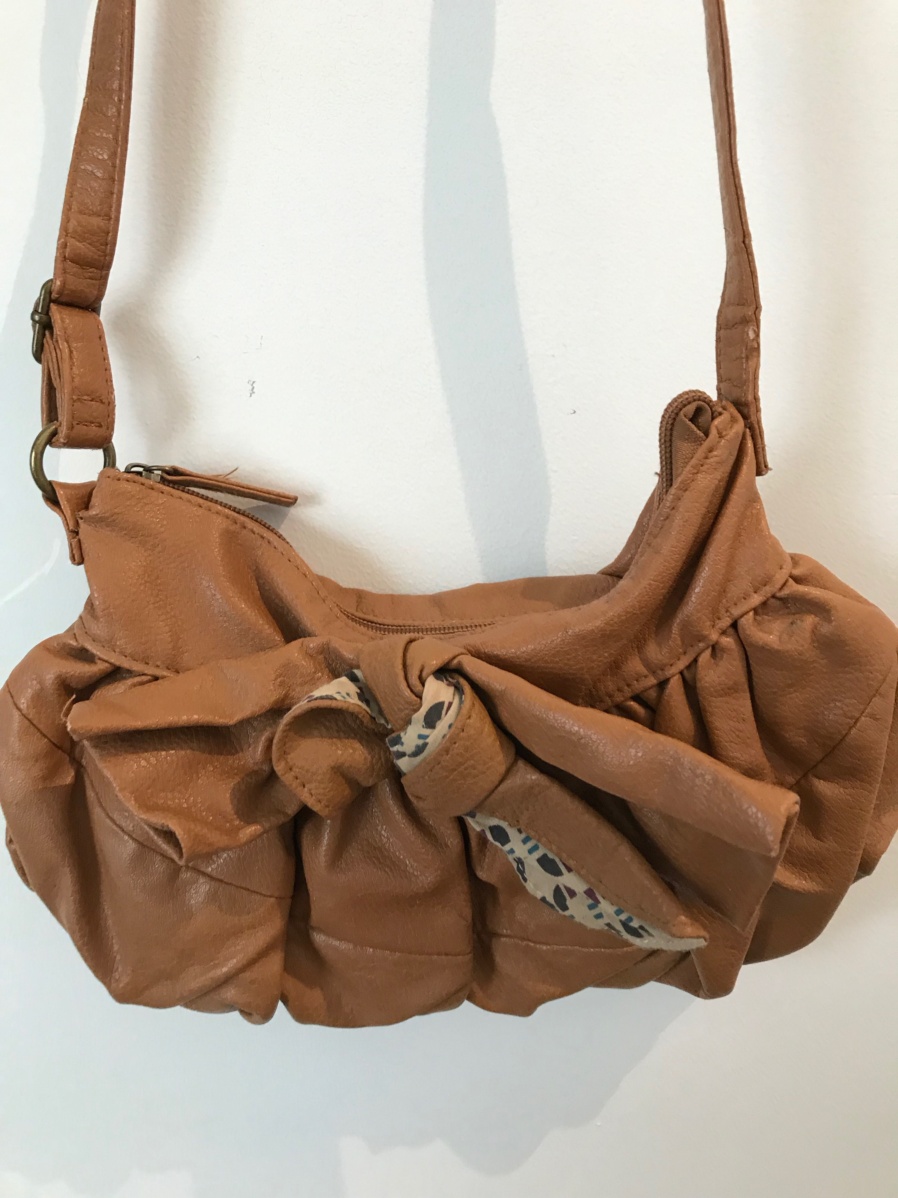 Brown, mini purse with bow