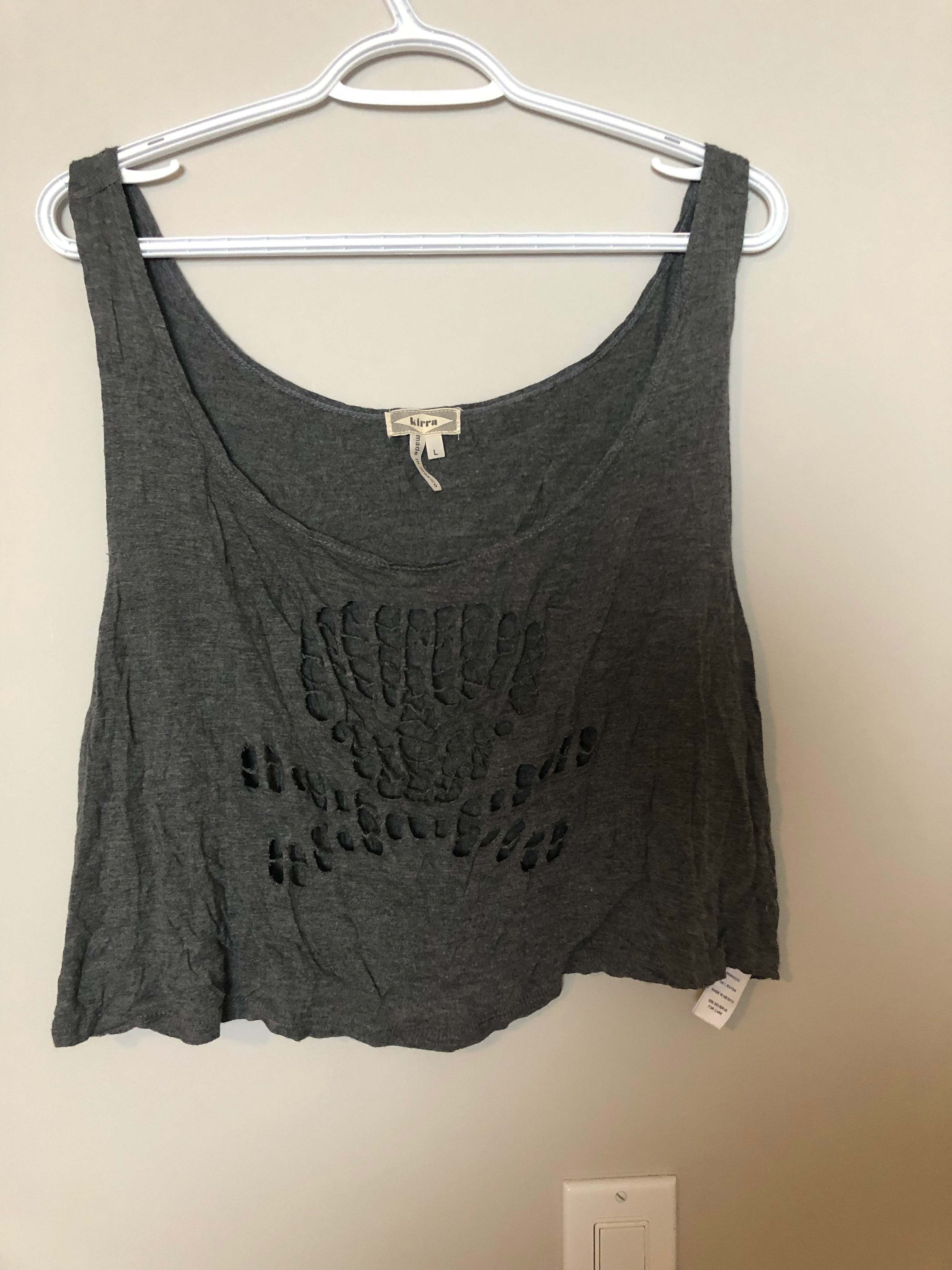Grey, short, large loose tank top