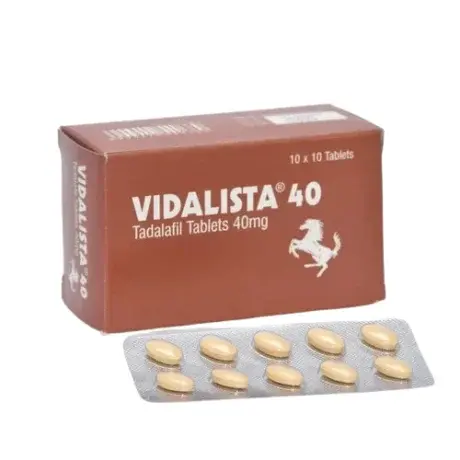 Vidalista 40mg treats erectile dysfunction with Tadalafil, a PDE5 inhibitor, improving blood flow | Rxcare Hub