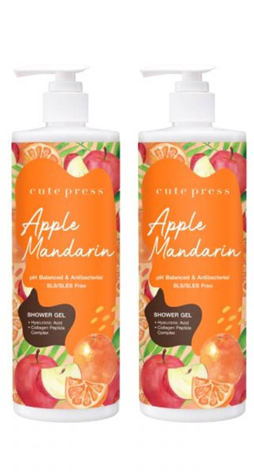 CUTE PRESS Apple Mandarin Shower Gel 16.56 Fl Oz. (Pack of 2)