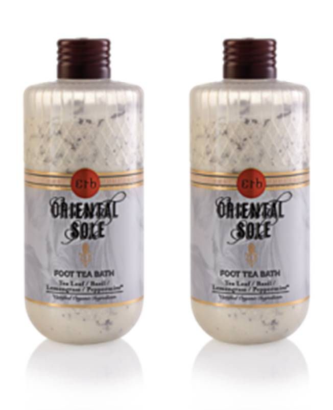 Two Oriental Sole Foot Tea Bath bottles, relax soothe invigorate. Chooasia.com
