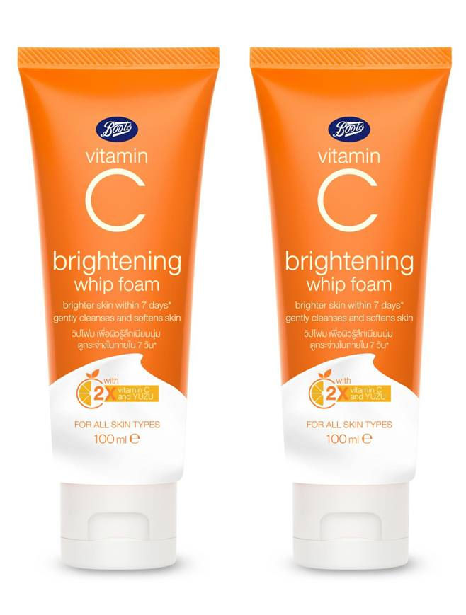 BOOTS VITAMIN C Brightening Whip Foam 3.38 Fl Oz. (Pack of 2)