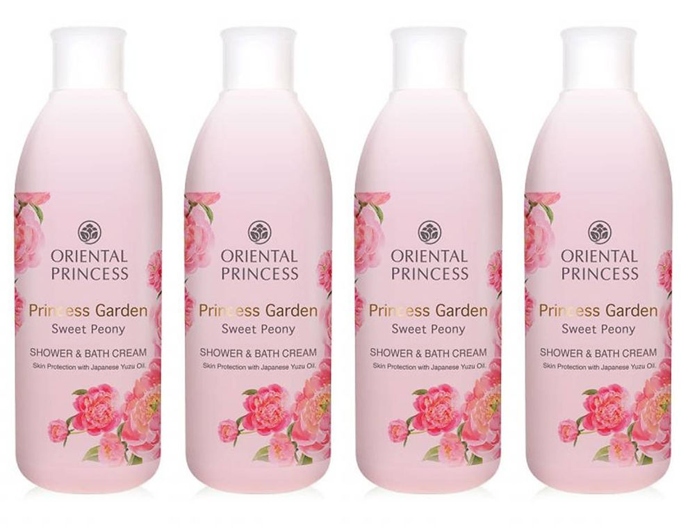 Four Oriental Princess bottles of Sweet Peony bath cream, Chooasia.com