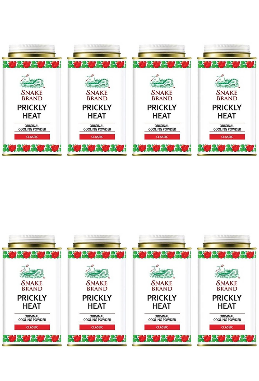 SNAKE BRAND Classic Prickly Heat Cooling Powder 4.93 oz. (Pack of 8)