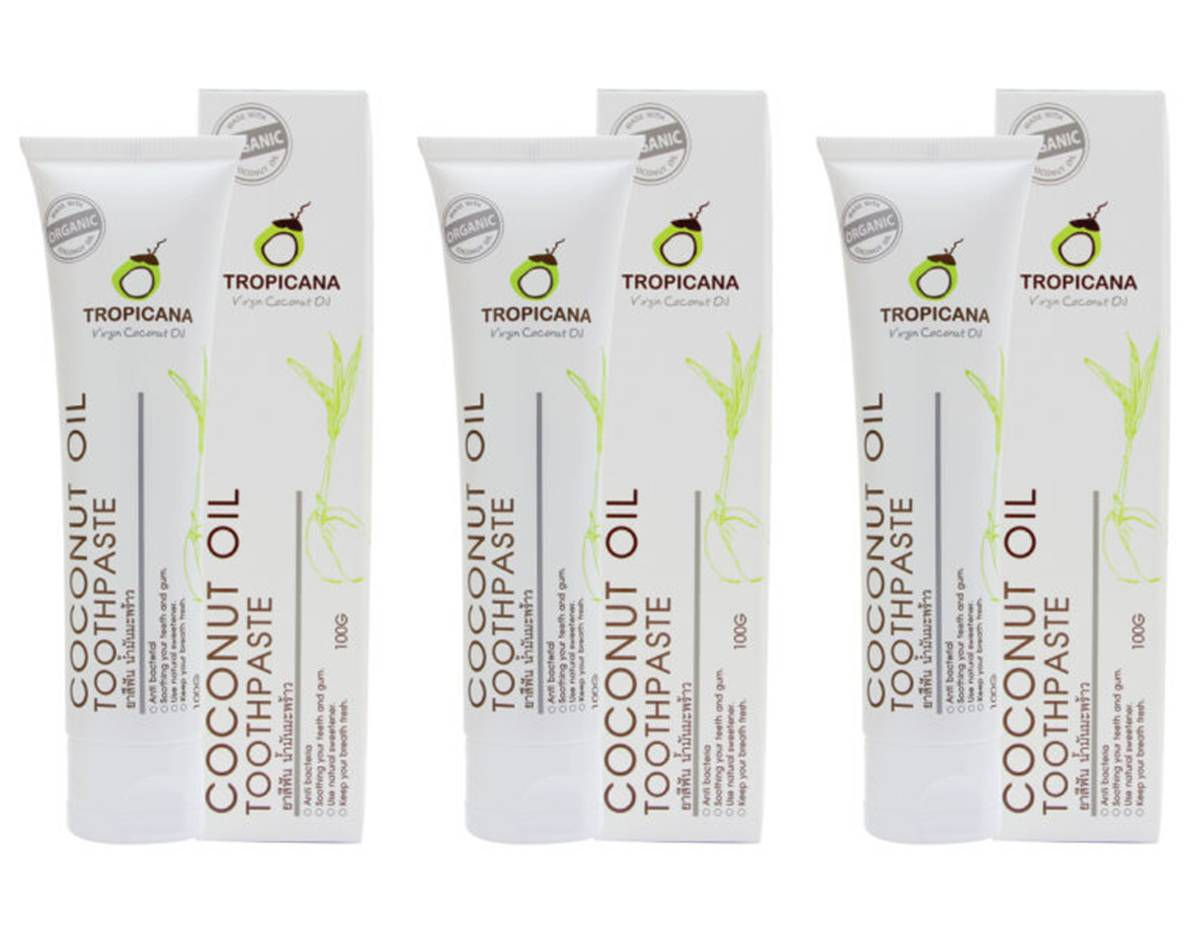 TROPICANA Coconut Oil Toothpaste for Healthy Gum 3.52 oz. (Pack of 3)
