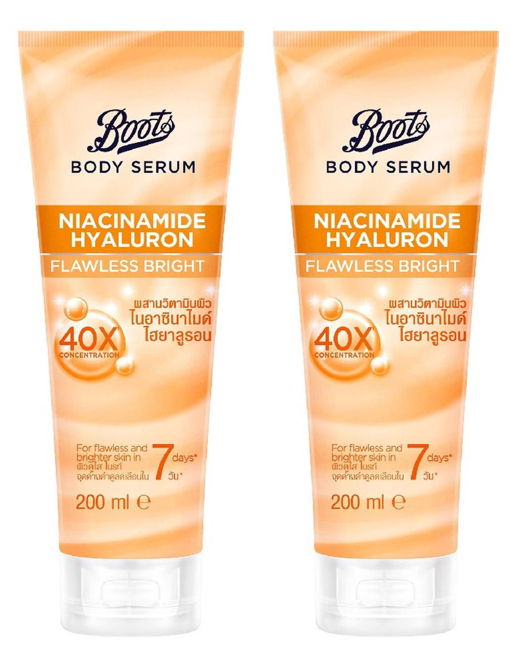 BOOTS Body Serum Niacinamide Hyaluron Flawless Bright 6.76 Fl Oz. (Pack of 2)