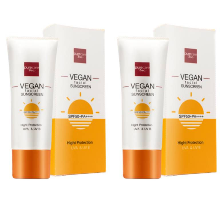 PURE CARE BSC Vegan Facial Sunscreen SPF50+ PA++++ 0.88 oz. (Pack of 2)
