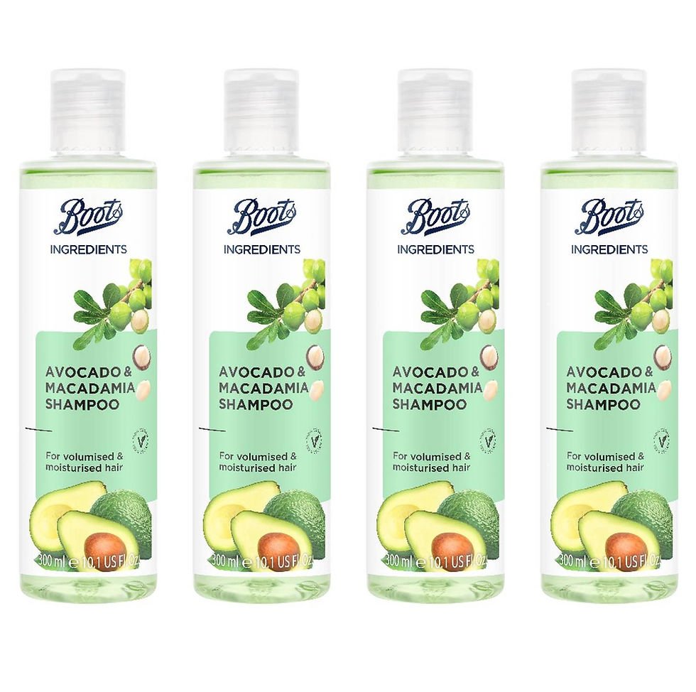 BOOTS INGREDIENTS Avocado and Macadamia Shampoo 300 ml Pack of 4