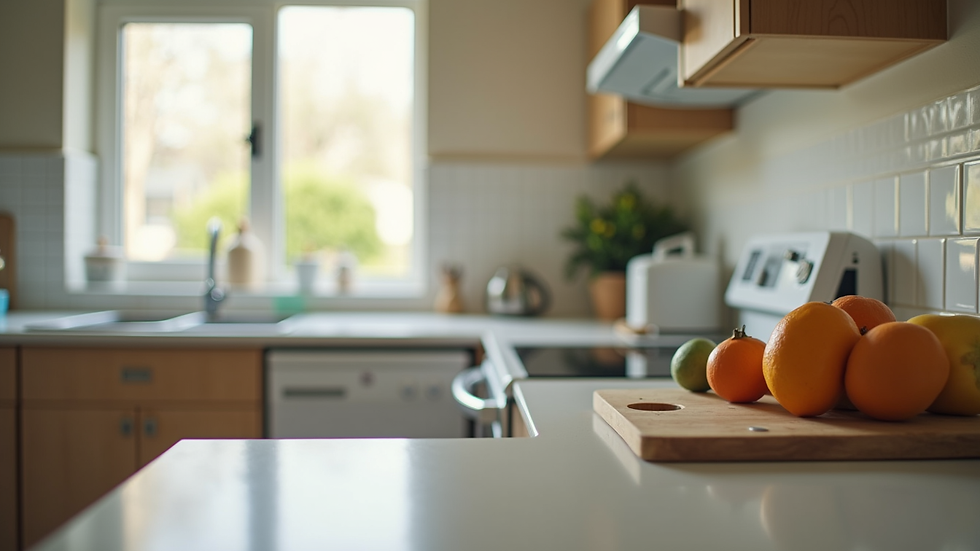 Close-up view of a well-maintained kitchen in senior shared housing