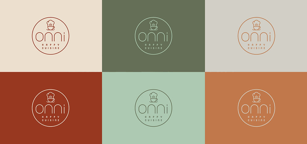 Different colors of the Onni Happy Cuisine on different color backgrounds.