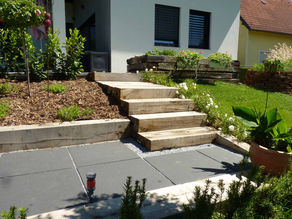 Errichten einer Treppe - Eichenschwellen