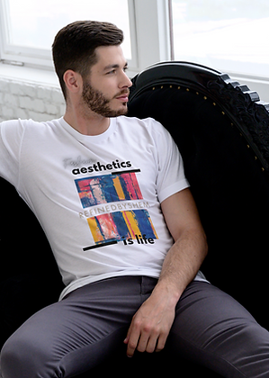 Man wearing a T-shirt_Black and White Art Bold Artist Professional T-Shirt (White).png