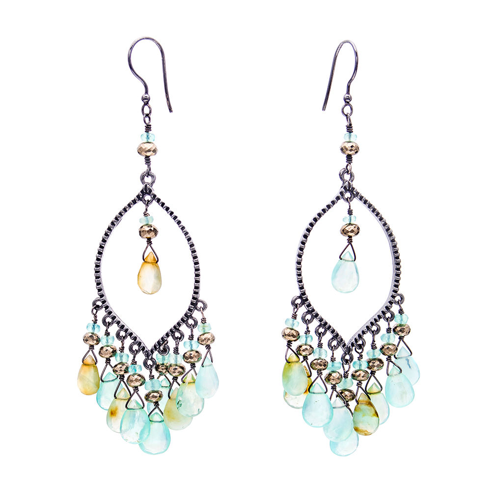 Sterling silver chandelier earrings with Peruvian Opals