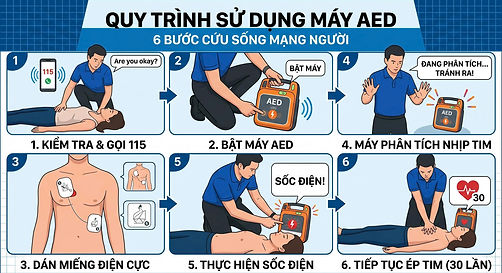 Các bước sơ cấp bằng AED