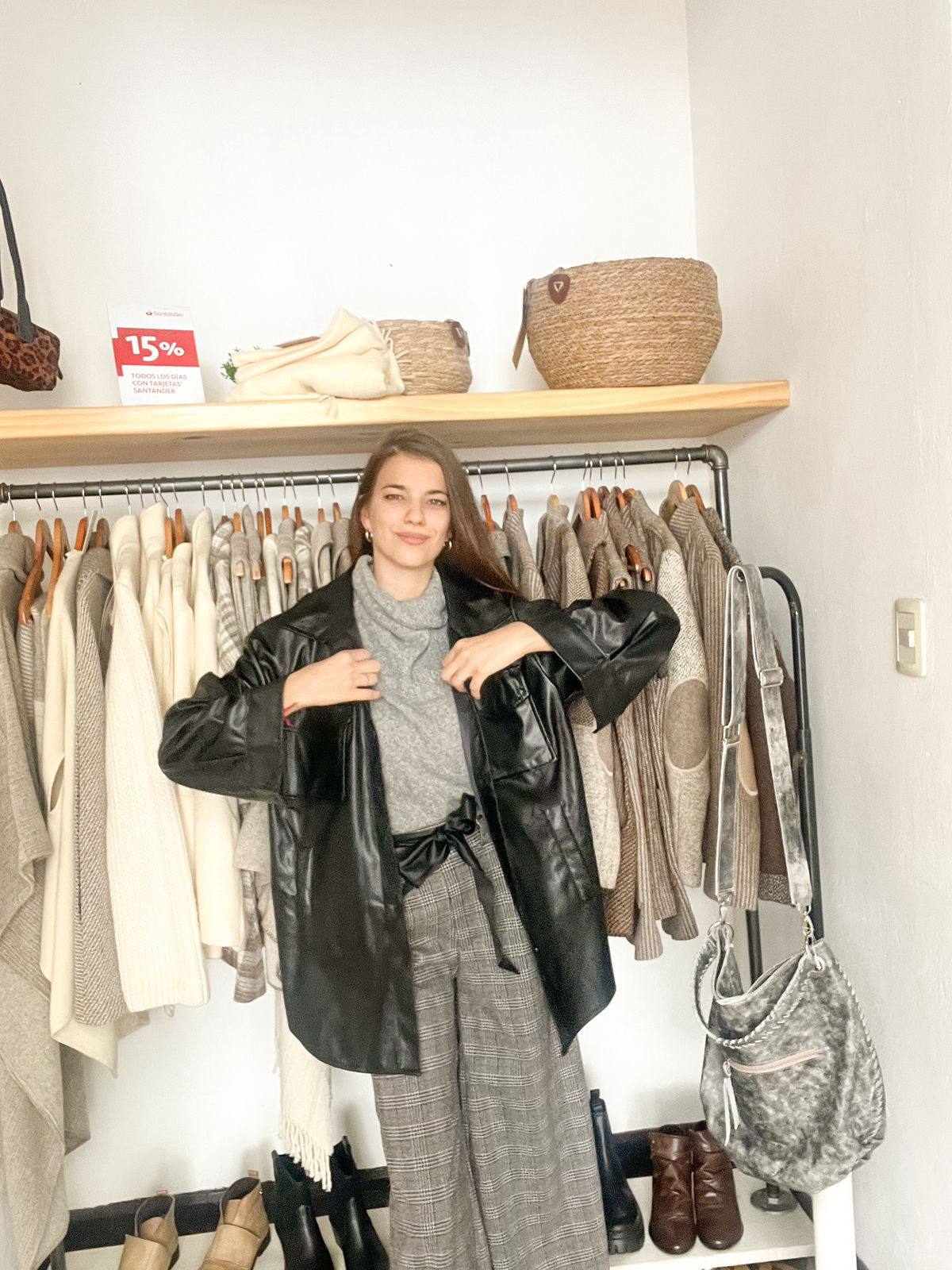 Campera Eco cuero negra