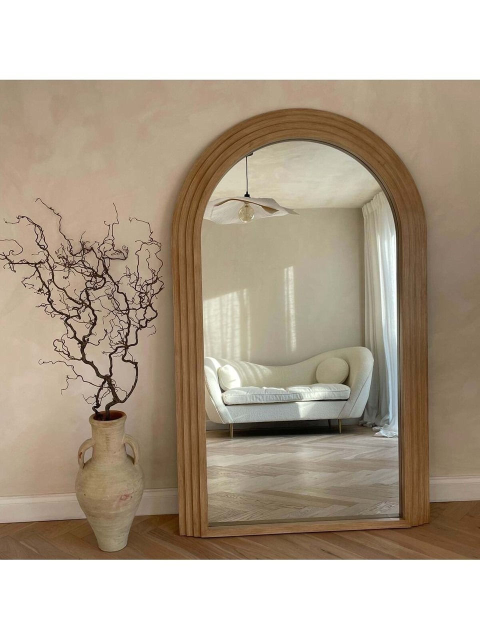 Küçük resim: 180 x 80 cm Iskandinav Dekoratif Katmanlı Boy Aynası 
