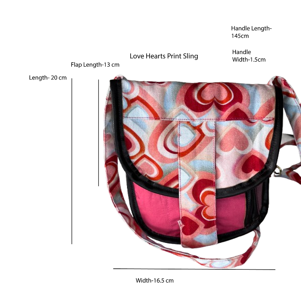 Thumbnail: Love Hearts Print Multi Pocket Sling Bag