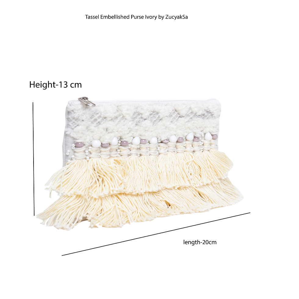 Thumbnail: ZucyakSa Tassel Embellished Purse Ivory Cozy Beaded  Price