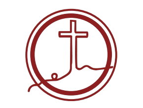 Red Christian cross logo inside a double circle