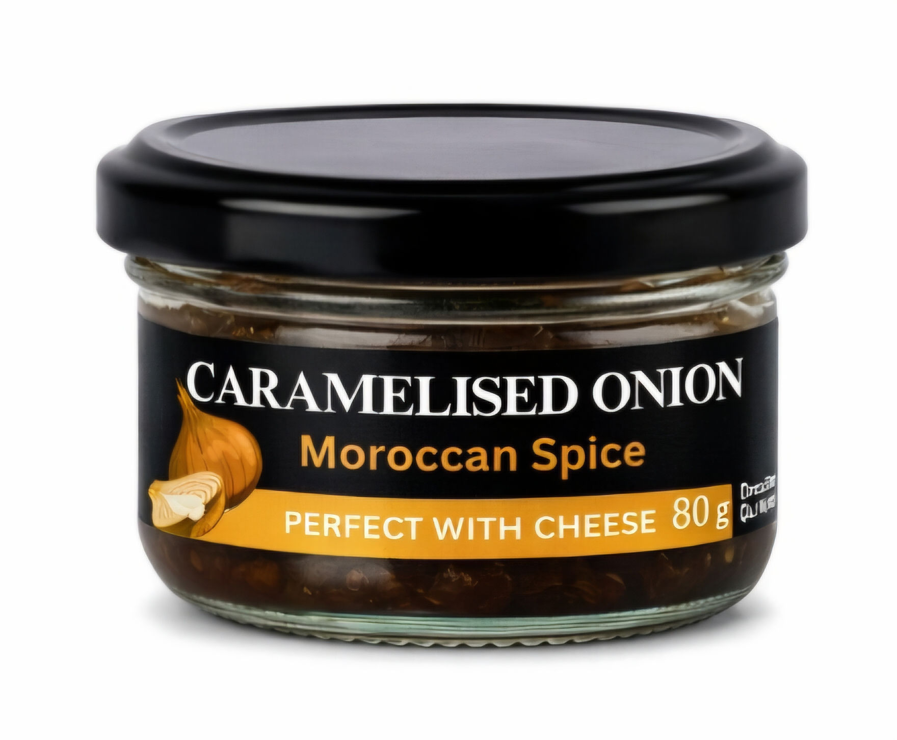 Jar of Mum's Cooking Pot caramelised Onion Moroccan Spice on wooden board.