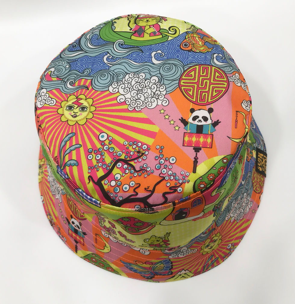 Miniaturebillede: Psychedelic Willow Print Bucket Hat