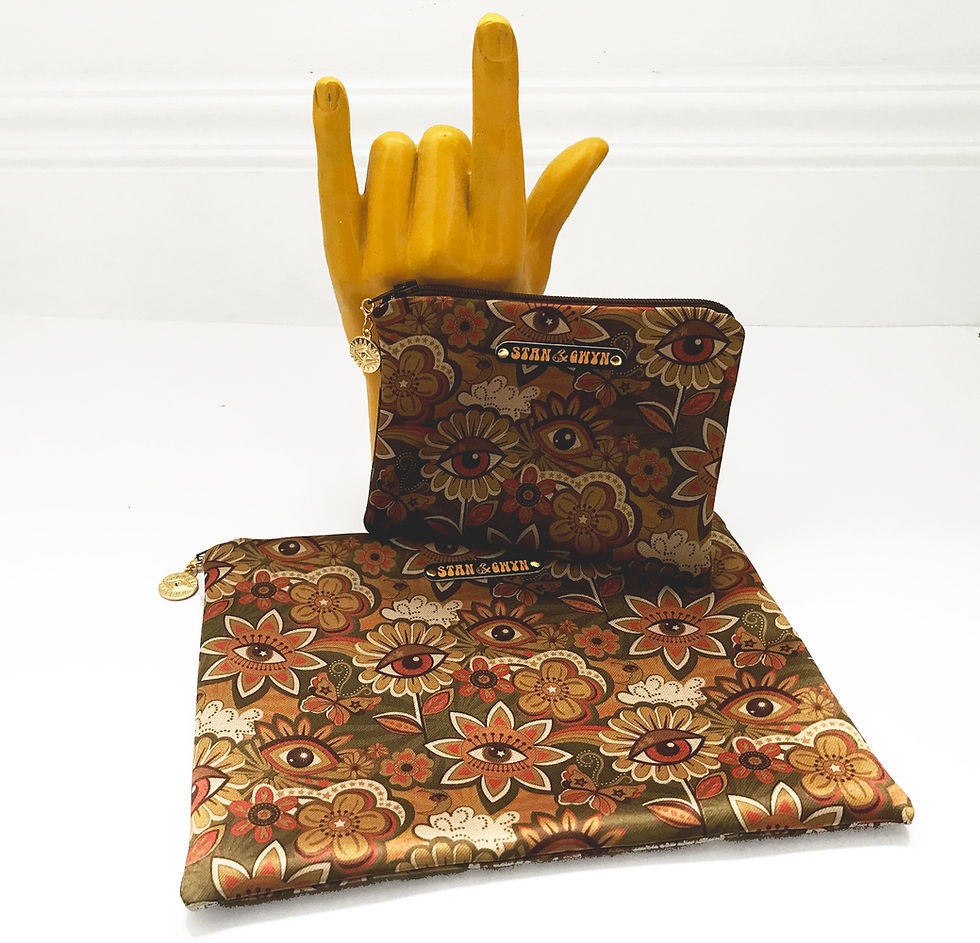 Miniaturbild: Gold Flower Eye purse or makeup bag