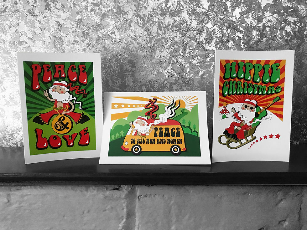 Miniaturbild: Hippie-Weihnachtsmann-Weihnachtskarten