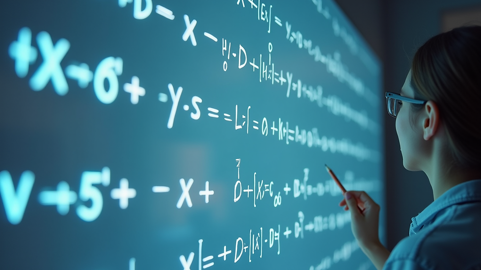Close-up of a digital whiteboard showing maths equations during an online tutoring session