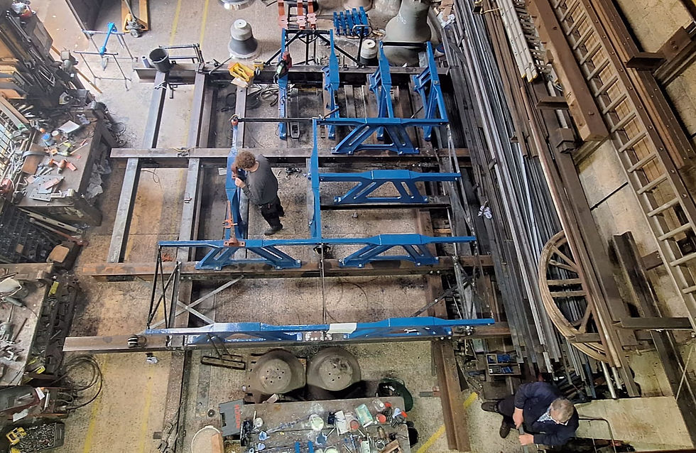 Construction of the grillage and framesides in our workshop before grillage goes off for galvanising.