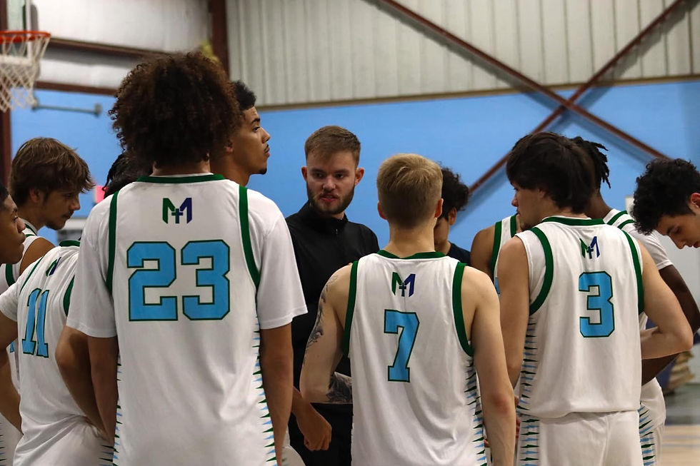 High angle view of John Melvin Christian College Mohawks soccer field during a match