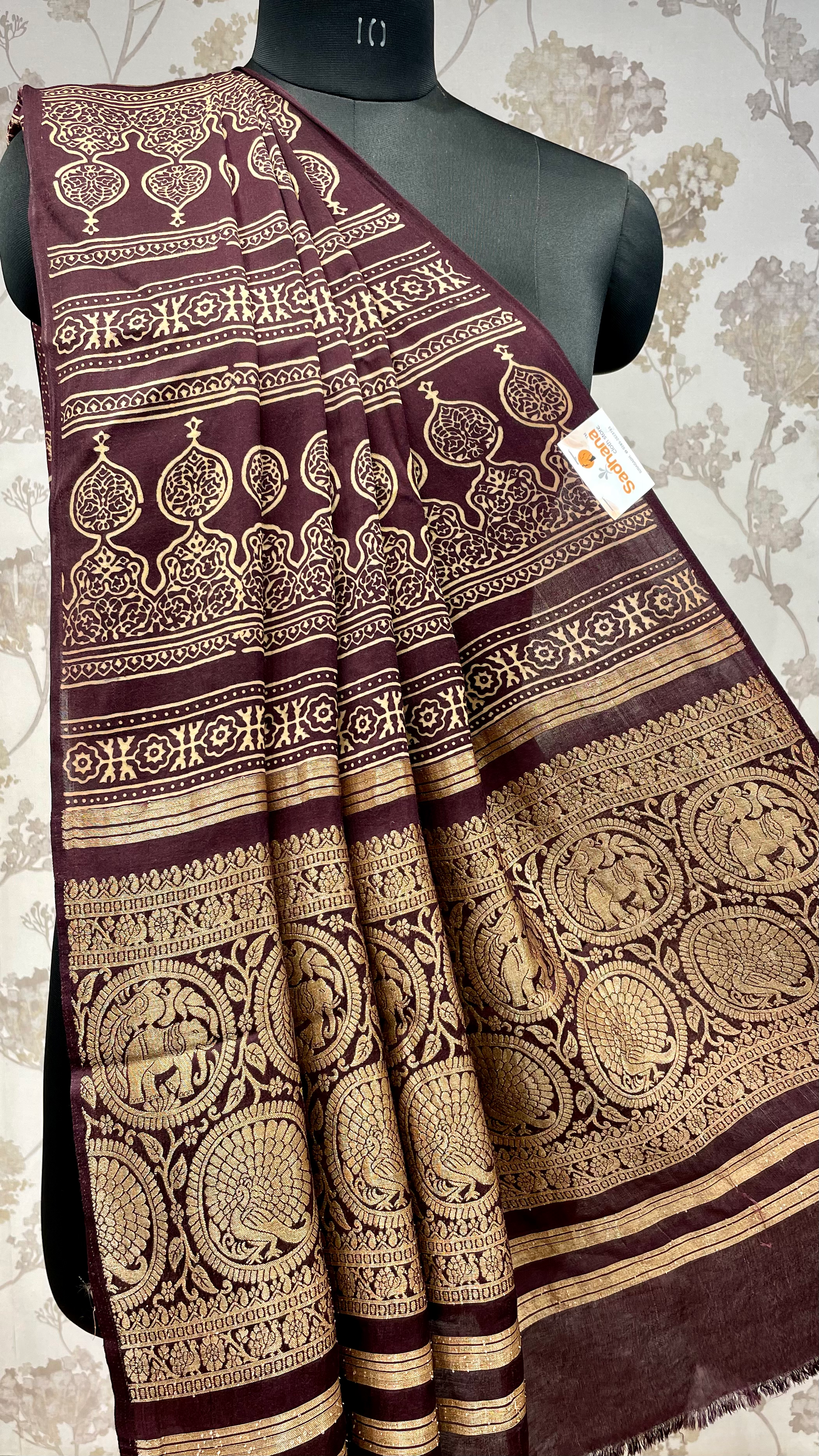 Ajrakh Gharchola Saree