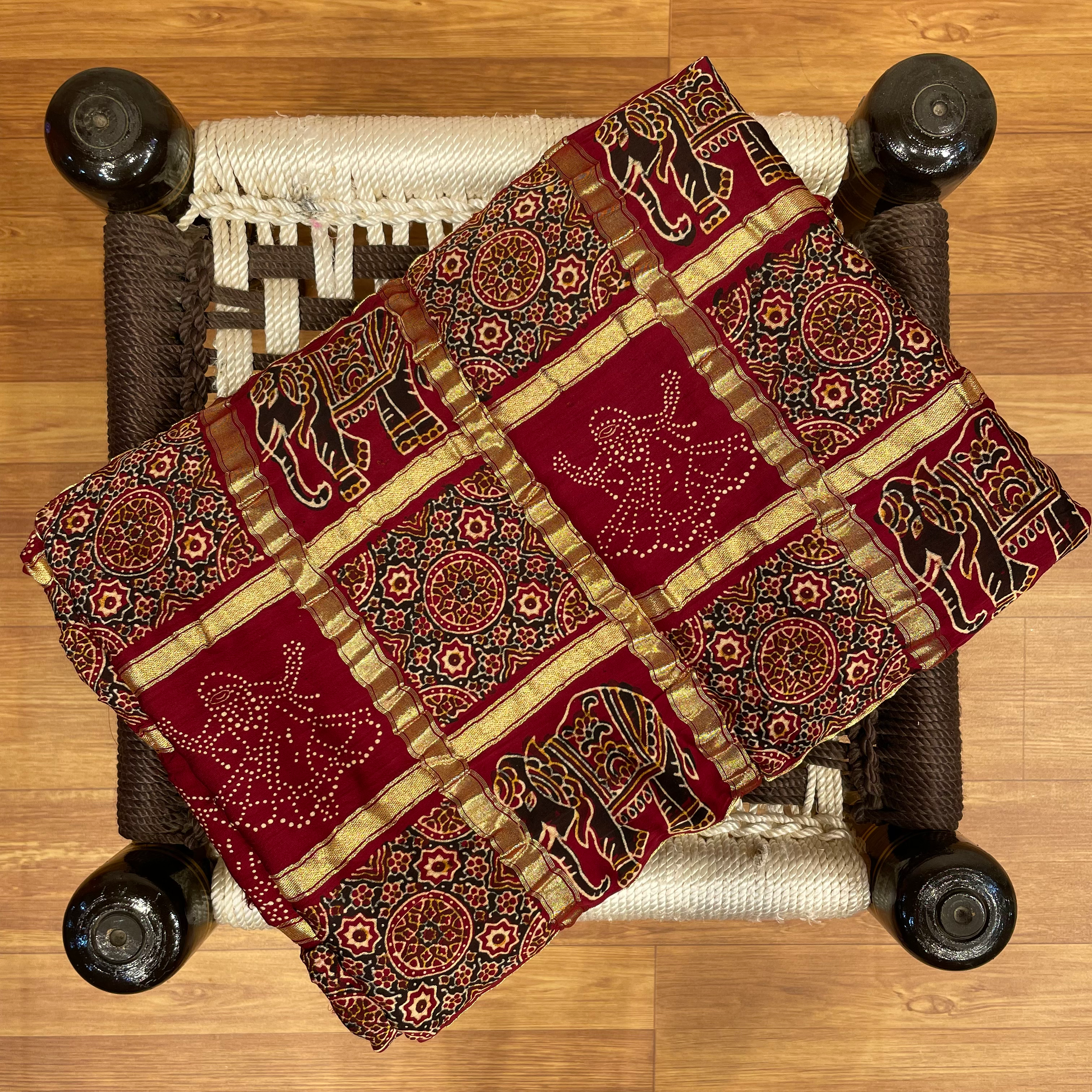 Ajrakh Gharchola Saree