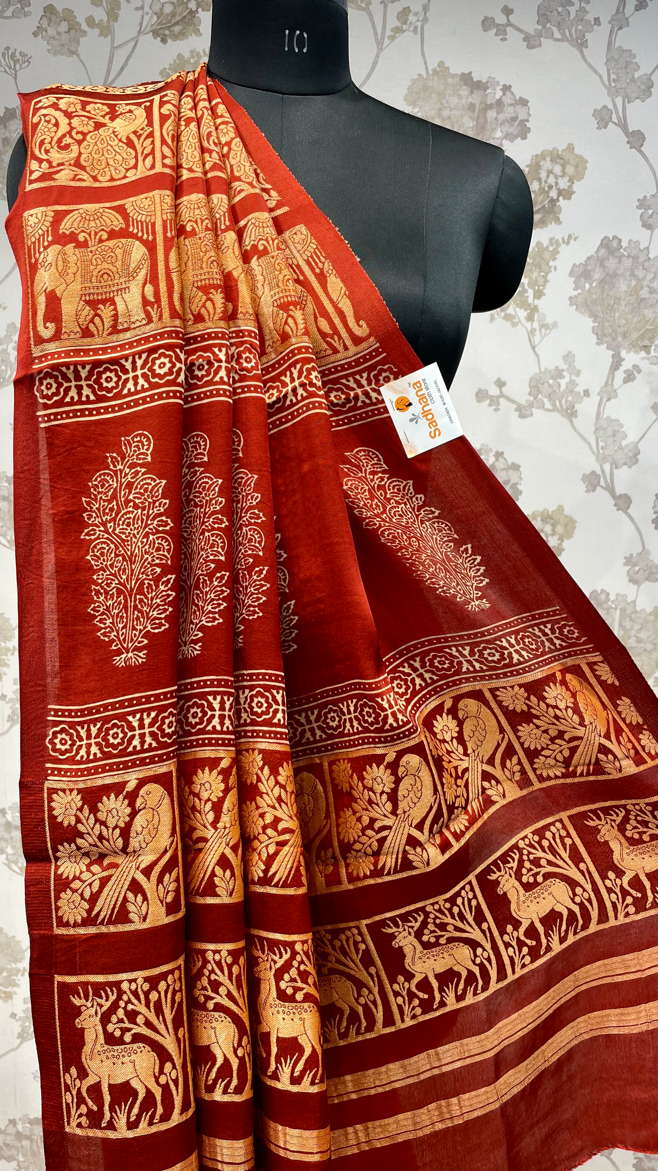 Ajrakh Gharchola Saree