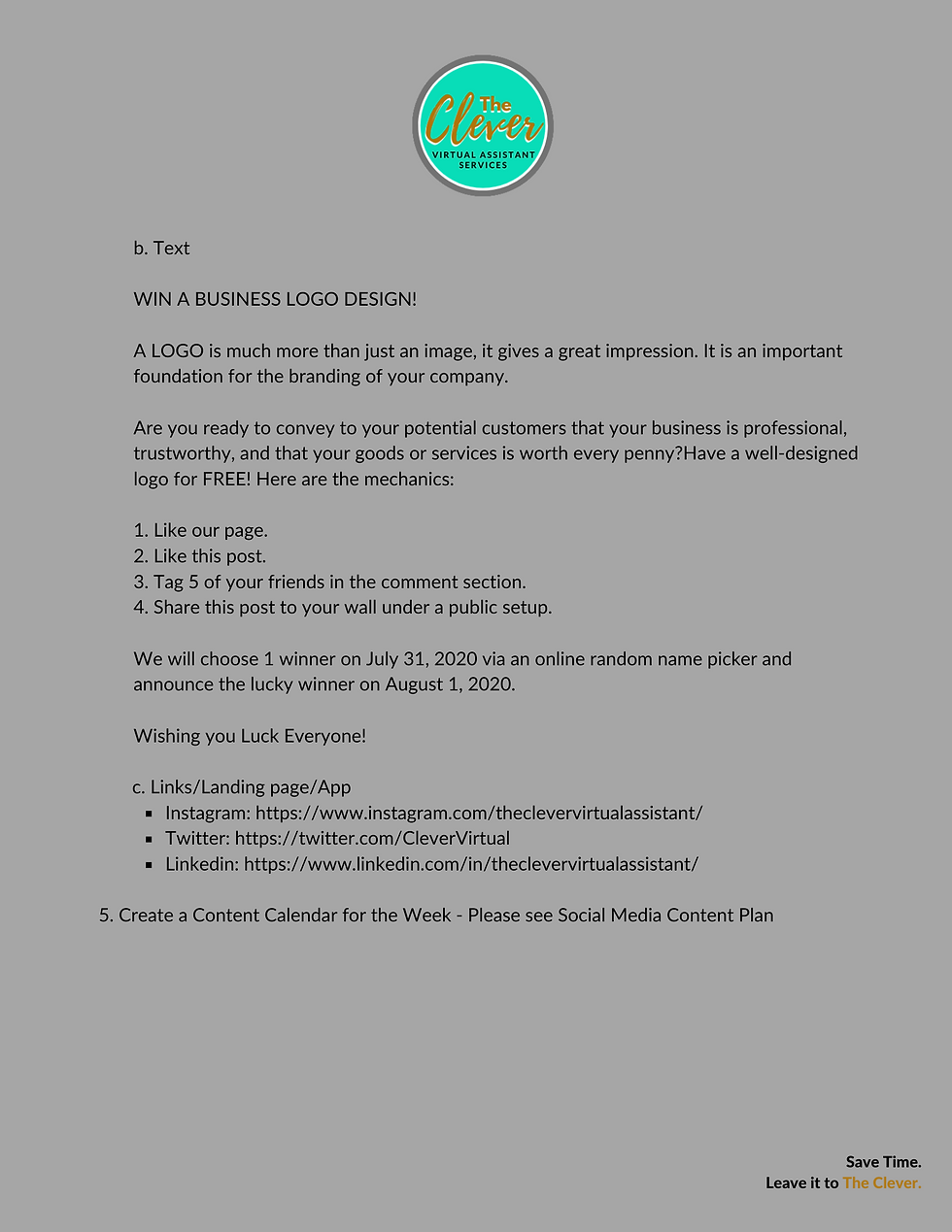 Virtual Assistant Organic Social Media C