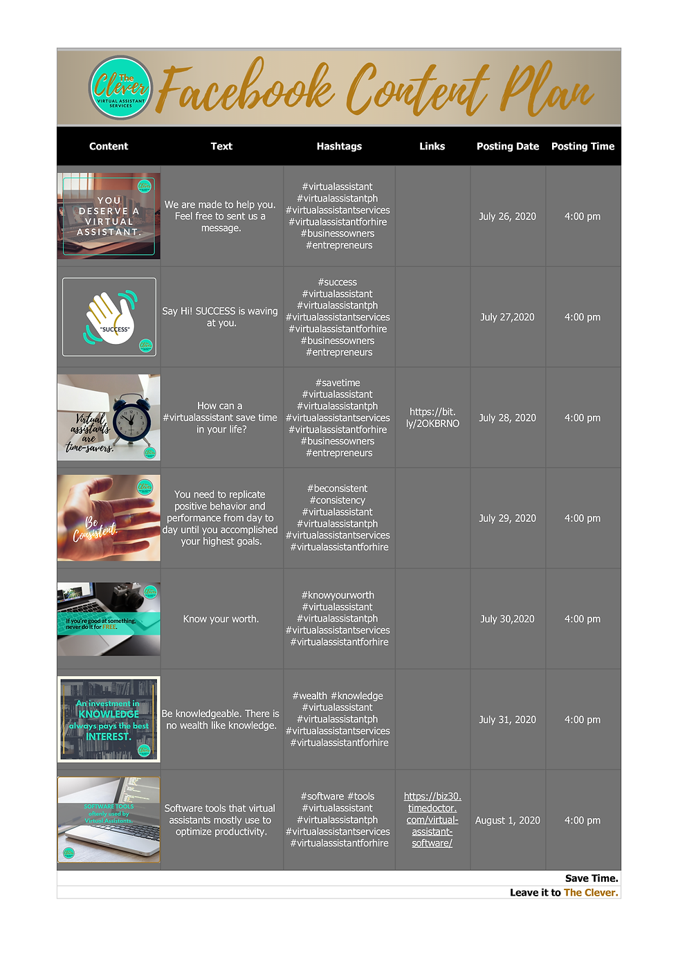 Virtual Assistant Social Media Content P