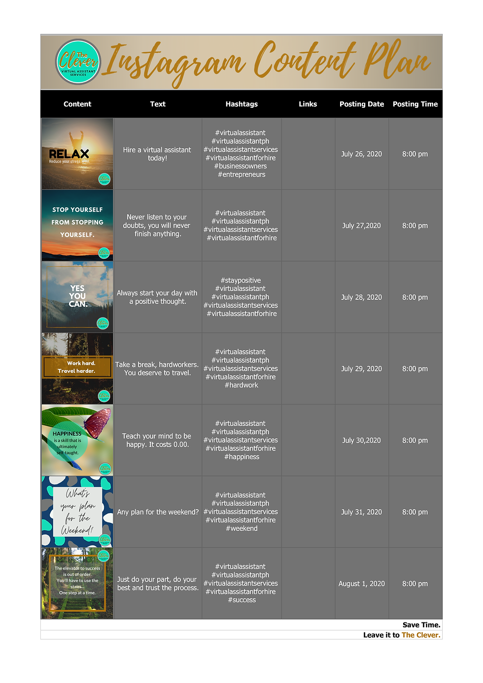 Virtual Assistant Social Media Content P