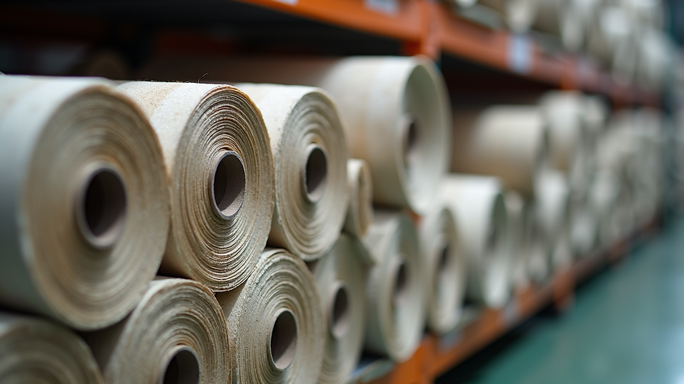 Close-up view of neatly packed fabric rolls ready for international shipment