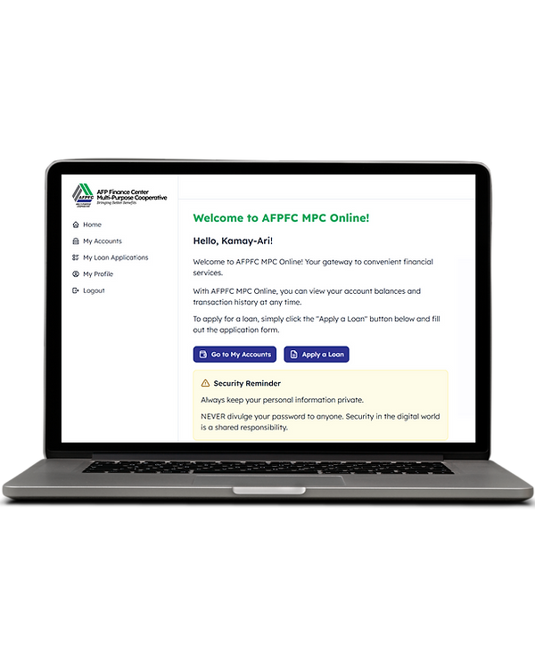AFPFC MPC Online on a laptop