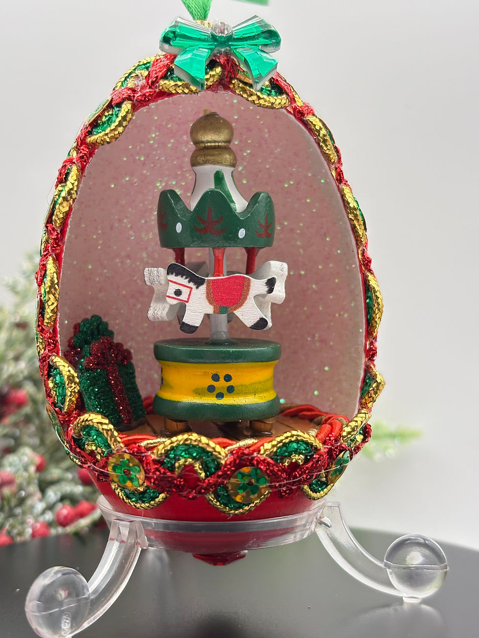 Thumbnail: Carousel Goose Egg Christmas Tree Ornament