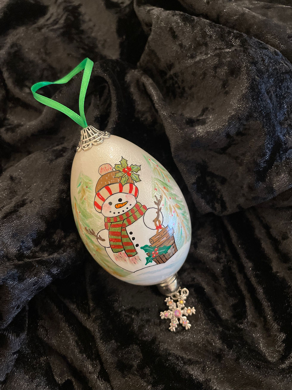 Thumbnail: Hand Painted Classic Snowman-Goose Egg Christmas Tree ornament