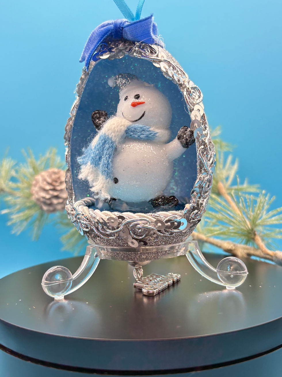 Thumbnail: Snowman blue Christmas Tree Ornament