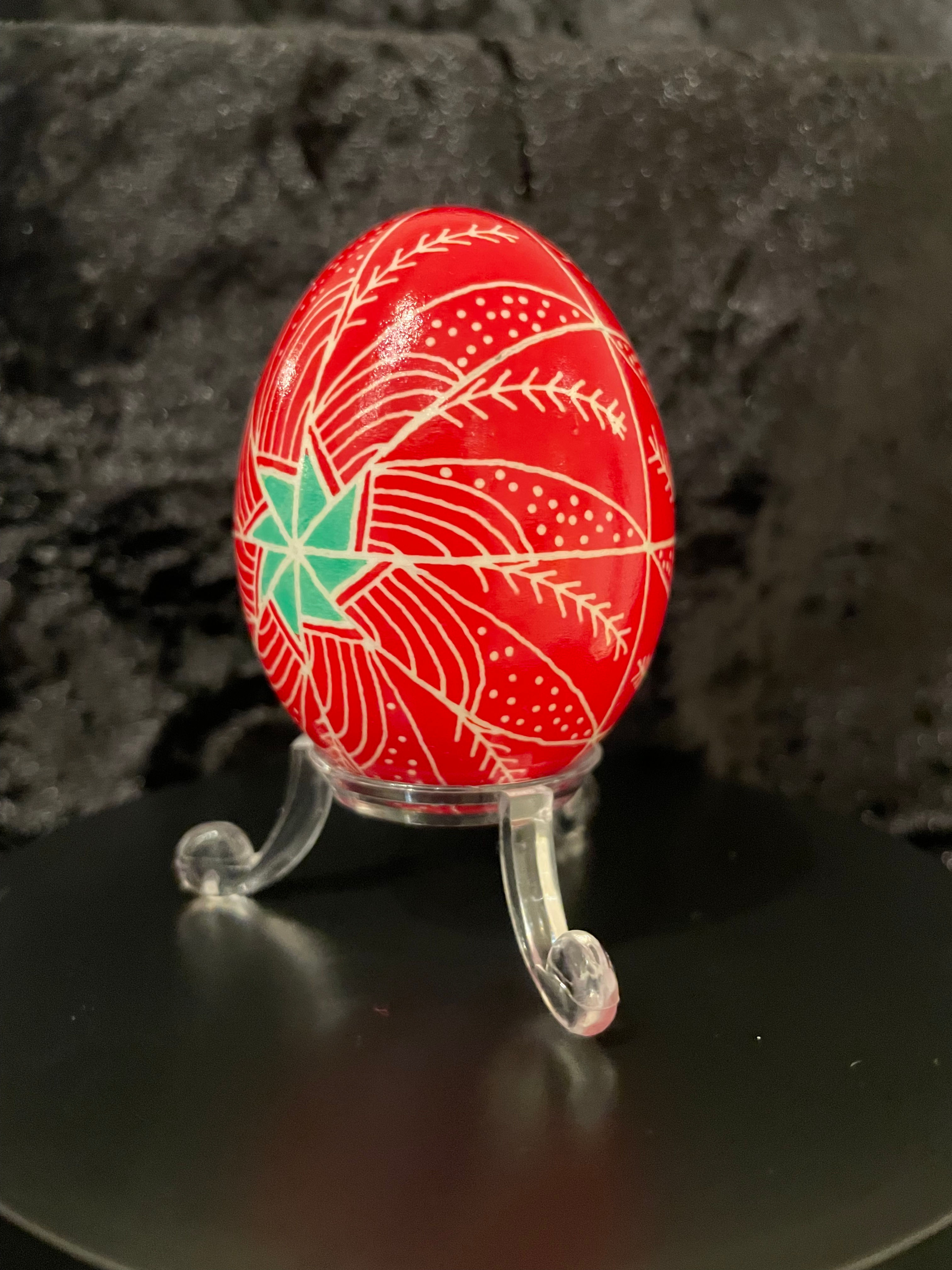 Pysanky Ukrainian Duck Egg, Easter dyed egg with traditional Ukrainian technique