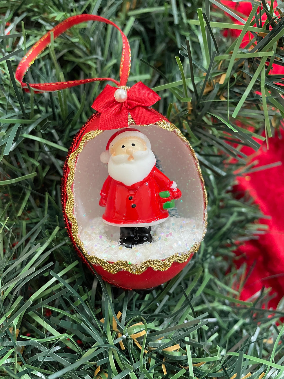Santa real egg ornament