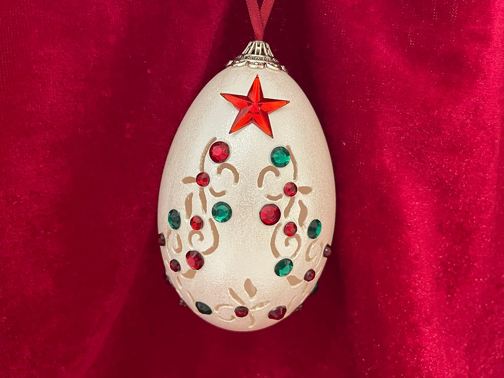 Thumbnail: Goose egg ornament with tree, Christmas tree real egg ornament