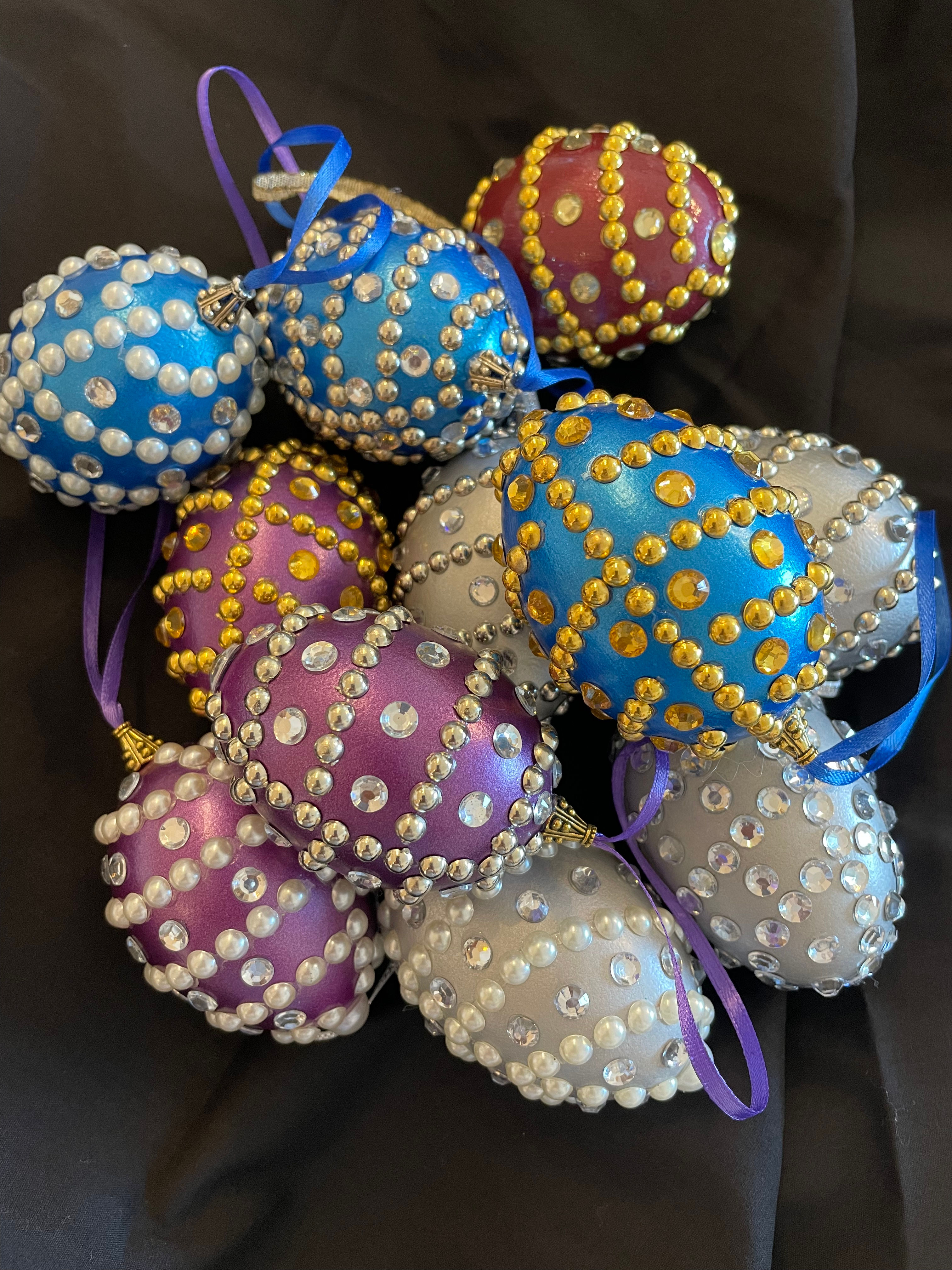 Bead and Stone-Christmas tree real egg ornament